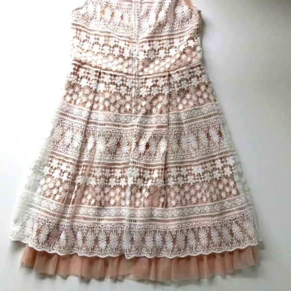 FRANCESAS White Nude DRESS Tulle Lace Skaters Size Medium - Picture 5 of 9